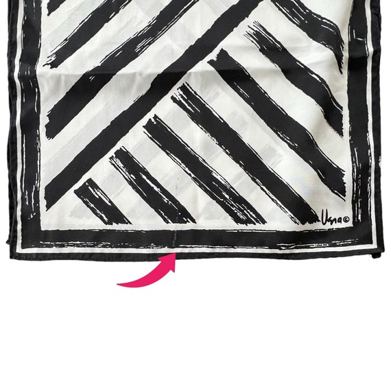 Vera Neuman Rectangular Silk Scarf Black & White … - image 3