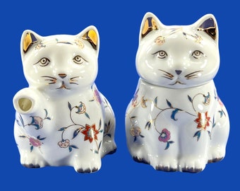 Lang Ebrach Marshall Fields Figural Cat Creamer & Sugar Vintage West Germany