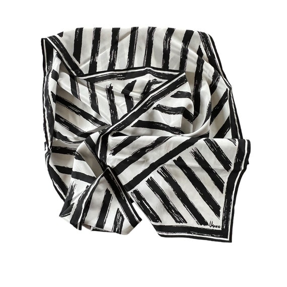 Vera Neuman Rectangular Silk Scarf Black & White … - image 7