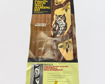 Bucilla Great Gray Owl Latch Wall Hanging Kit 15 x 48&quot; No Box Partially Started