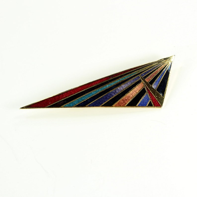 SITI Scalene Triangle of Black and Color Stripes Colorful Enamel Pin Brooch