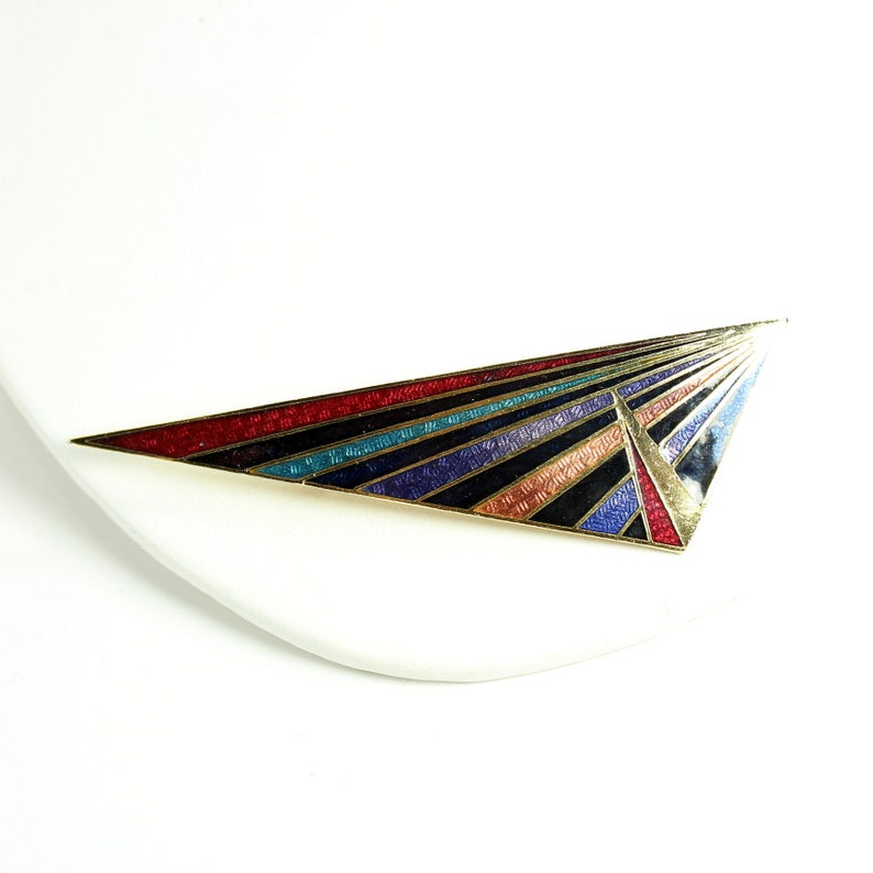 SITI Scalene Triangle of Black and Color Stripes Colorful Enamel Pin Brooch