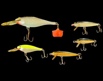 Vintage Fishing Lures Lot of 5 Rapala Assorted Sizes Types and Shapes Finland