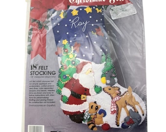 Christmas Felt Stocking Kit 18&quot; Sequins 1993 Designs for the Needle Applique