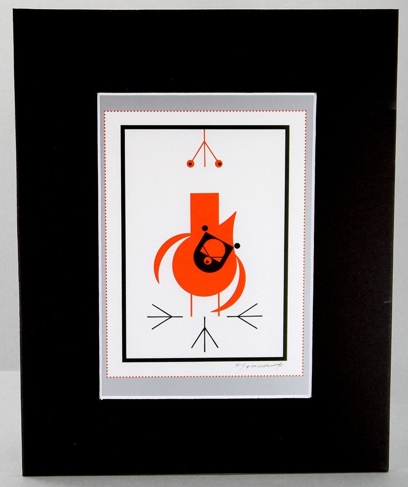 Black Matted Winter Charley Harper Print Large Bird Feeder