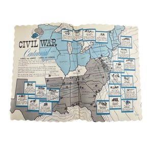 Civil War Centennial Vintage Restaurant Paper Placemat Map History Collectibles