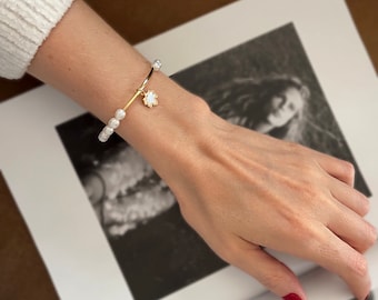 Genuine White Pearl Bracelet, Charm Bracelet For Women, Pendant Pearl Bracelet, Wedding Bridal Bracelet, Dainty Bracelets, Gift For Her