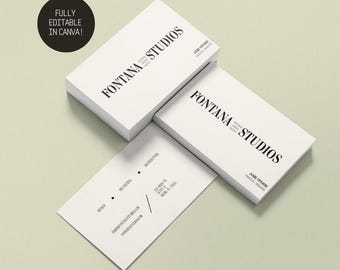 Minimalist Interior Design Agency Business Card Template - Decorator, Architect, Simple, Modern Branding, Editable, Canva, Contact Card