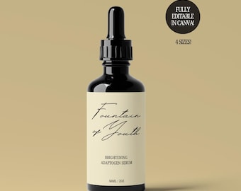 Modelo de rótulo elegante e minimalista para marca de cosméticos de cuidados com a pele - Canva, Rótulo para conta-gotas, Rótulo para frasco com bomba dosadora, Rótulo para frasco de óleo, Design de rótulo para sérum