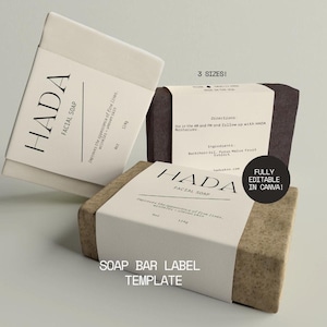 Minimale huidverzorging zeepstaaf labelsjabloon - canvas, wikkellabel, modern esthetisch labelontwerp, cosmetisch merklabel, meerdere maten