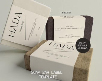 Minimal Skincare Soap Bar Label Template - Canva, Wrap Label, Modern Aesthetic Label Design, Cosmetic Brand Label, Multiple Sizes