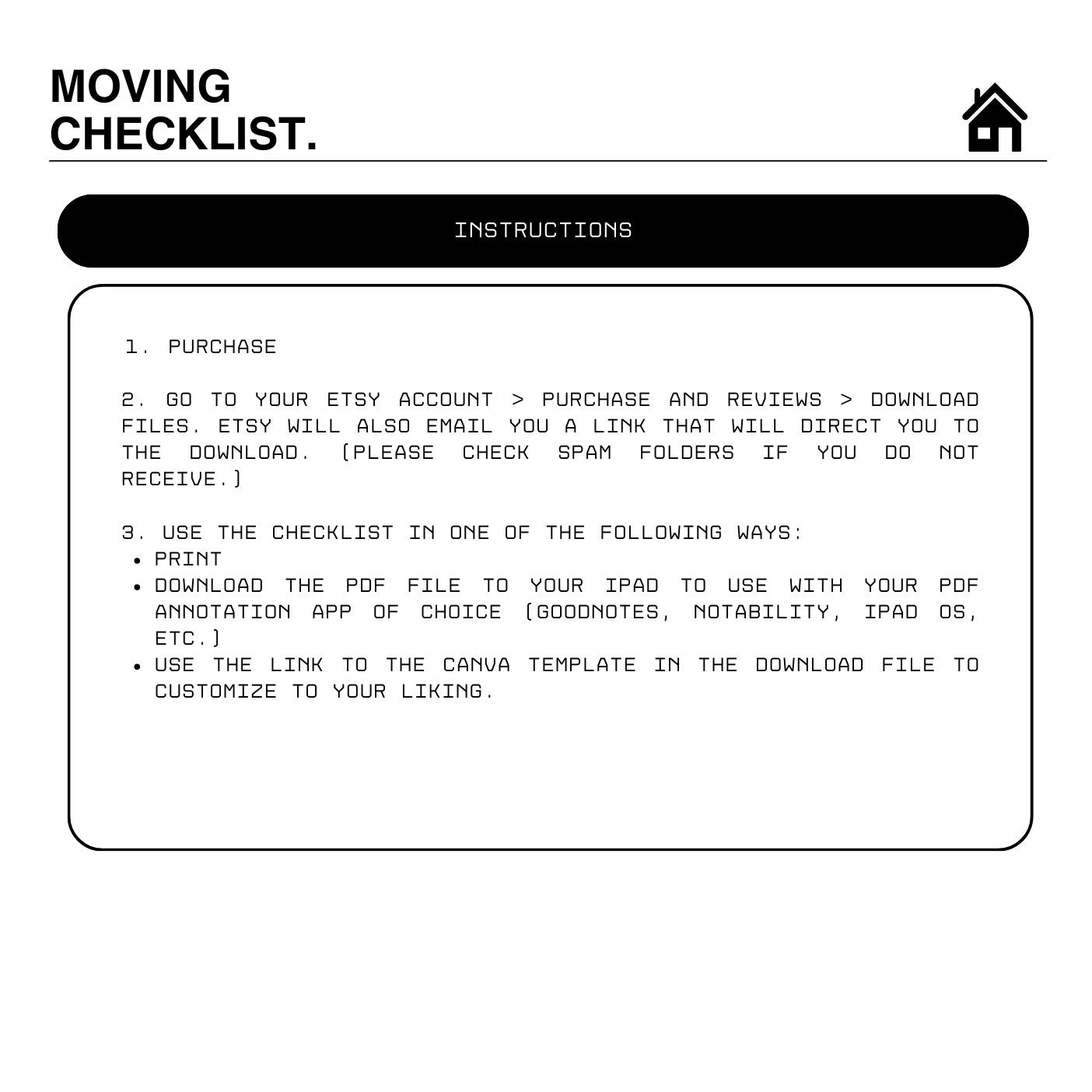 Picture of Minimalist Editable Moving Checklist - Relocation Planner, Digital ...