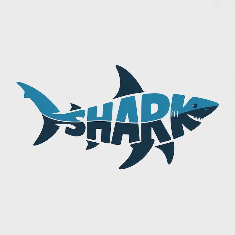 Shark In Letters Shark Typography Art Print – Word Art Shark Illustration – Digital ...