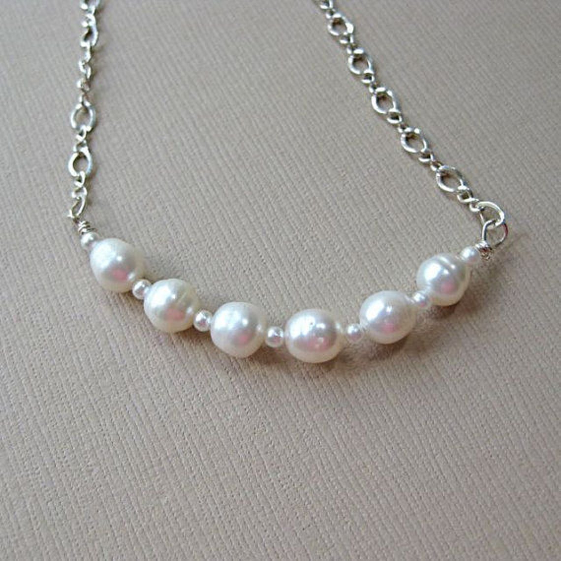 Pearls on Sterling Silver Chain Necklace. Freshwater Pearl - Etsy