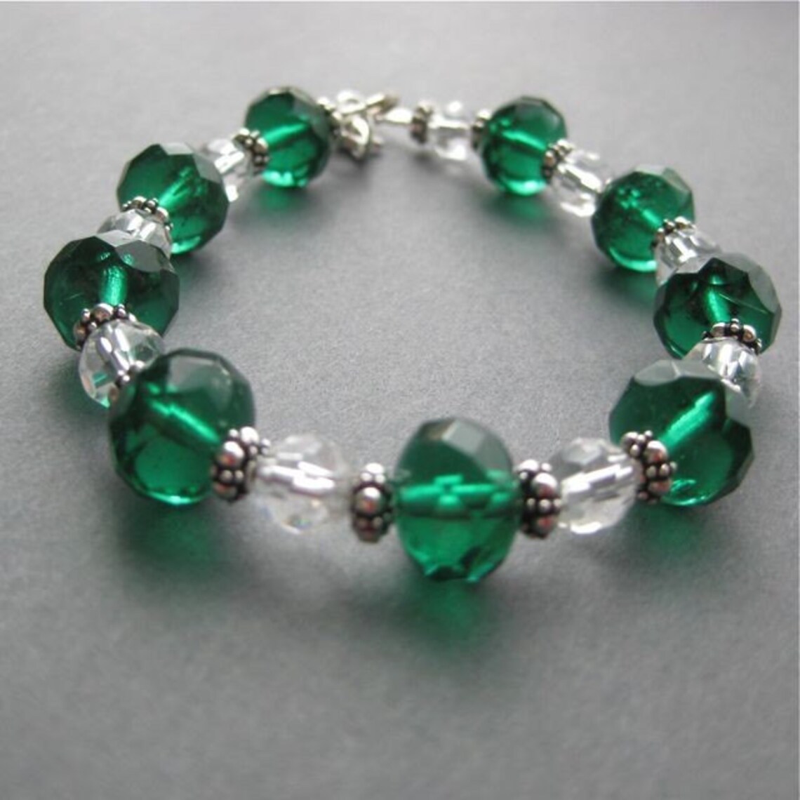 Emerald Green Crystal Bracelet with Clear Crystals and - Etsy.de