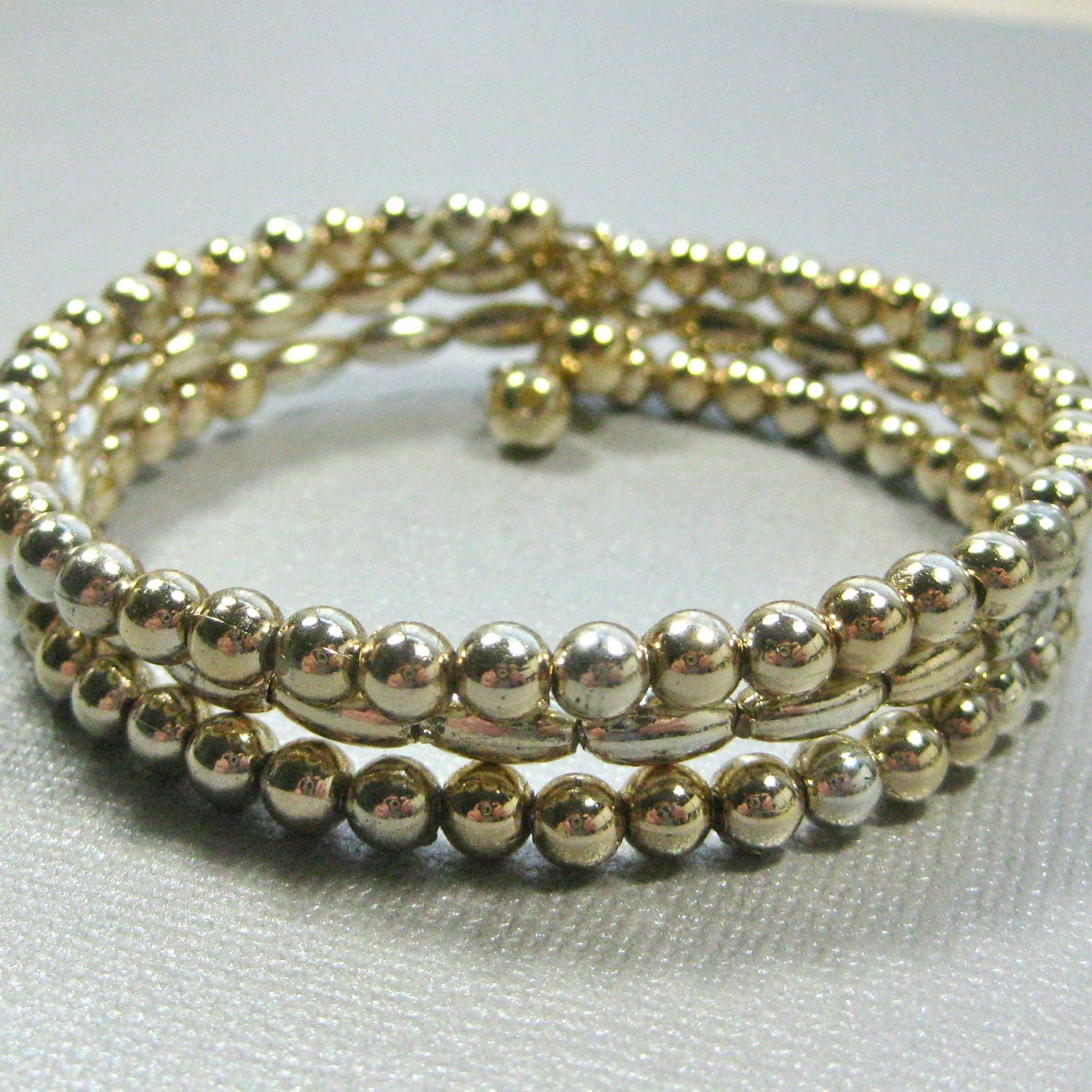 Gold Three Row Wrap Bracelet gold beaded wraparound bracelet | Etsy