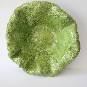 Vintage Majolica Cabbage Leaf Serving Bowl