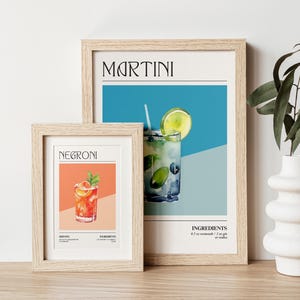 Minimalist Cocktail Art Prints, Set of 4, Bar Cart Decor, Cocktail Recipe, Classy, Watercolor, Digital Download, Printable Poster, Bundle