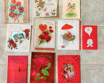Lot of Valentine Cards, Assortment, Many Styles, All Vintage!  Free Shipping