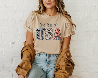 USA Shirt, 4th of July Shirt, Independence Day, God Bless USA T-shirt, Christian Shirts, patriotic Christian shirt, red white and blue shirt