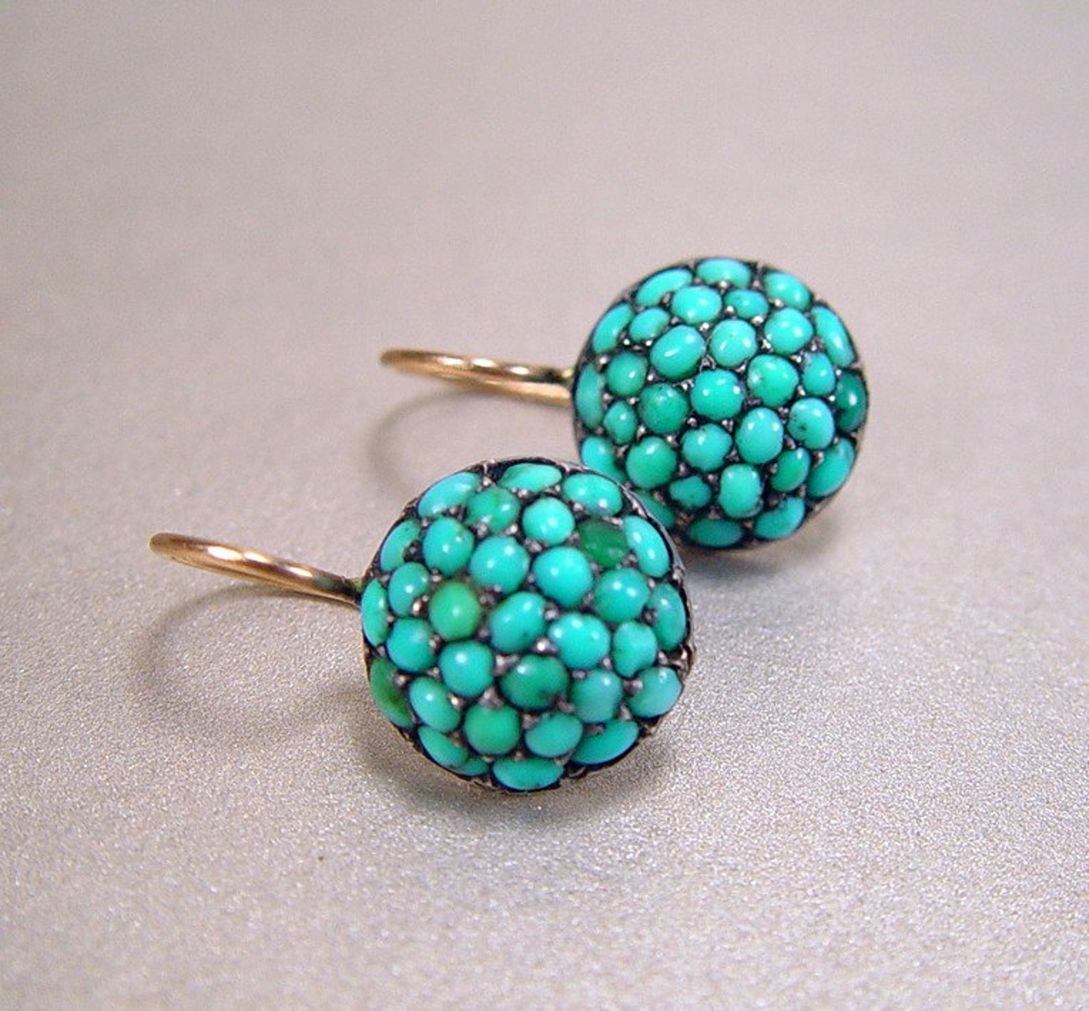 Victorian Pave' Persian Turquoise Silver 14k Earrings Ear Etsy