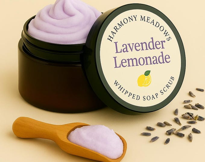 Lavender Lemonade Whipped Soap Scrub – Foaming Sugar Body Polish with Natural Oils