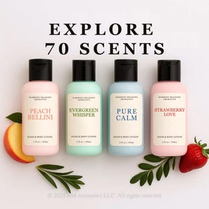2oz Scented Hand & Body Lotion Ultra Moisturizing, 70 Scents with Essential Oils
