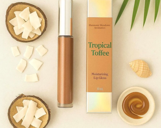 Tropical Toffee Lip Gloss – Creamy Coconut & Toffee-Inspired Shine
