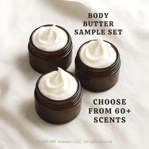 Body Butter Sample Set, 100+ Botanical Scents, Shea & Cocoa Butter (3 x 1.5oz Jars)