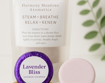 Lavender Bliss Shower Steamers – 100% Pure Lavender Essential Oil | Calming Aromatherapy Tabs | Herbal Self-Care & Sleep Gift Set