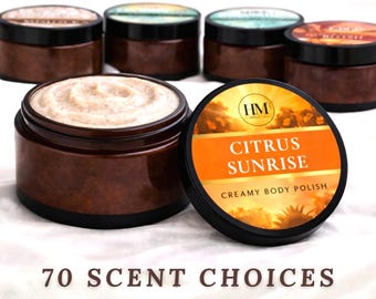 Creamy Body Polish, Fine Walnut Shell Exfoliating Scrub, 70 Scent Options