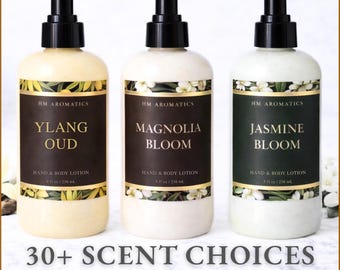 Hand and Body Lotion, 30 Scents, Exotic Essential Oil Blends