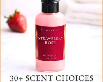 Shower Gel, Exotic Essential Oil Blends, 30 Scents, Sulfate-Free, 2oz Travel Size