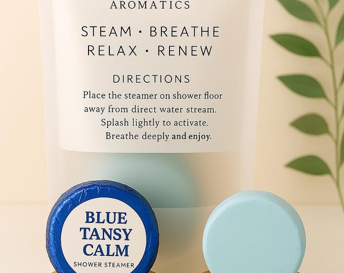Relaxing Shower Steamer | Set of 3 or 6 | Calming Aromatherapy Bomb | Blue Tansy Calm Blend | Spa Gift for Stress Relief