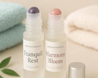 Gemstone Roll-On Essential Oils – Crystal-Infused Aromatherapy for Focus, Relaxation & Mood | Limited Edition Wellness Gift