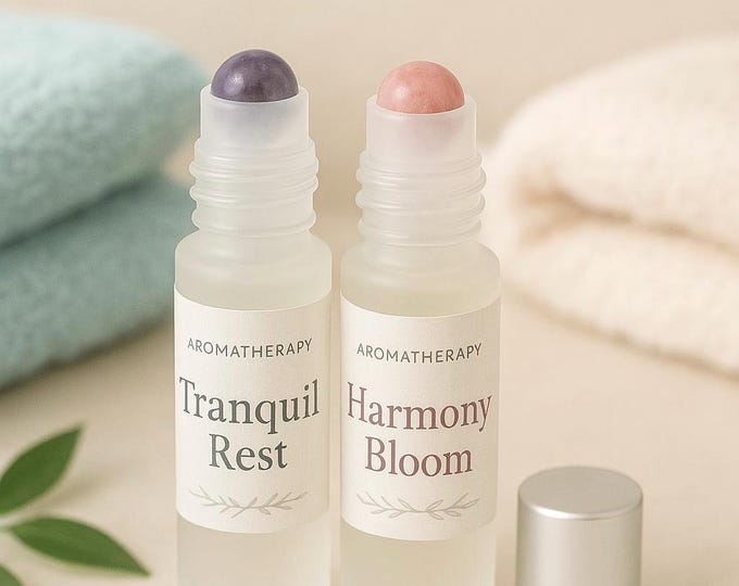 Gemstone Roll-On Essential Oils – Crystal-Infused Aromatherapy for Focus, Relaxation & Mood | Limited Edition Wellness Gift