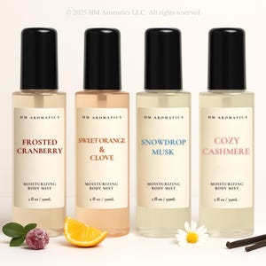 Moisturizing Body Mist, 70 Scents, Hair & Body Aromatherapy Spray with Essential Oils, Handmade Self-Care, 2oz Travel Size