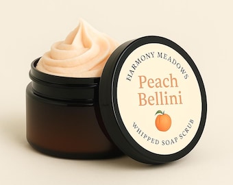 Peach Bellini Whipped Soap Scrub – Foaming Sugar Body Polish with Natural Oils