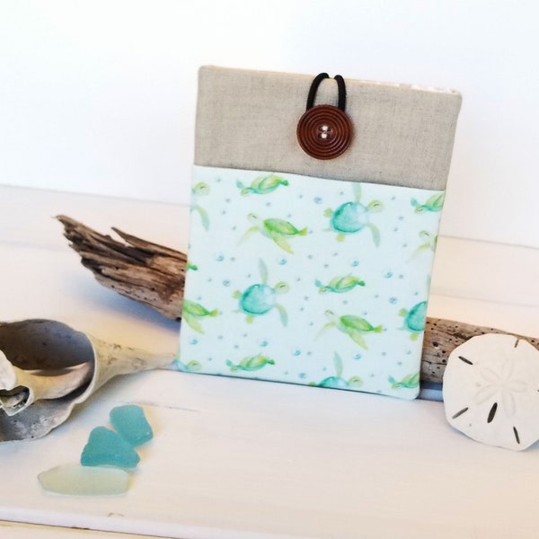 Turtle Kindle Paperwhite case with pocket kindle oasis sleeve padded button closure linen sea life kindle cover cute turtle kindle sleeve