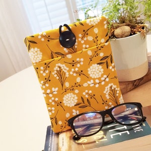 Ochre Yellow Ipad Case with Pocket Ipad sleeve Tablet Case Floral iPad Mini Sleeve Padded Travel Case ipad air yellow flower ipad pro cover