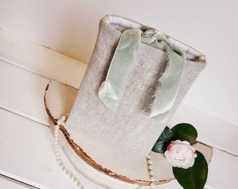 Linen & Velvet Kindle Case, Custom Kindle Paperwhite Sleeve, Kindle oasis case, Nook Cases and covers in Natural Linen fabric, shabby velvet