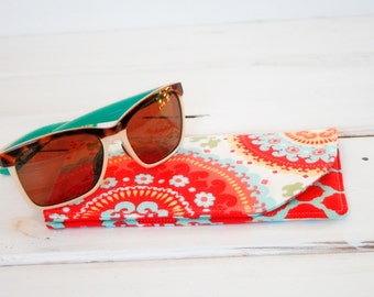 Fruity Pop Red and Blue Sunglass Case|Glass Sleeve|Monogrammed Cases for Oversized glasses|Funky Sunglass case|Polka Dots|Sunglass sleeves