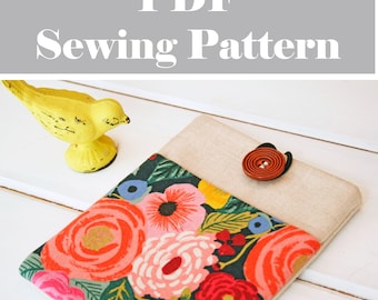 Macbook 13 Sleeve with Pocket Pattern , Macbook Case Pattern, Macbook Cover PDF Sewing Pattern Ebook Sewing Tutorial, Instand Download