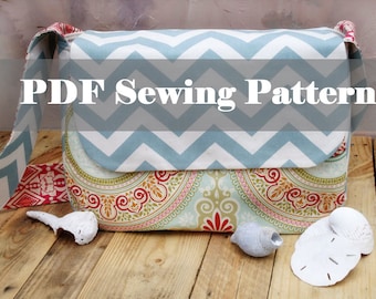 Messenger Bag Pattern, Diaper Bag Pattern PDF Sewing Pattern Ebook for Large Cross Body Overnight Bag Sewing Tutorial DIGITAL FILE