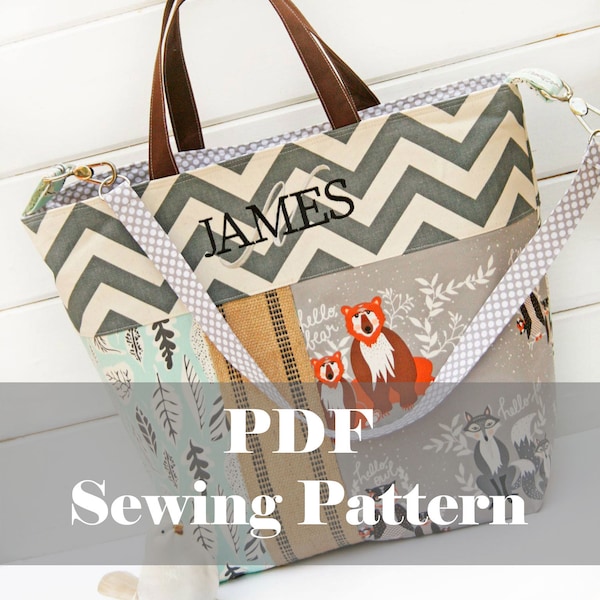 XL Tote Purse Pattern, Tennis Bag Pattern, Diaper Bag Pattern PDF Sewing Pattern Ebook Sewing Tutorial, DIGITAL Delivery