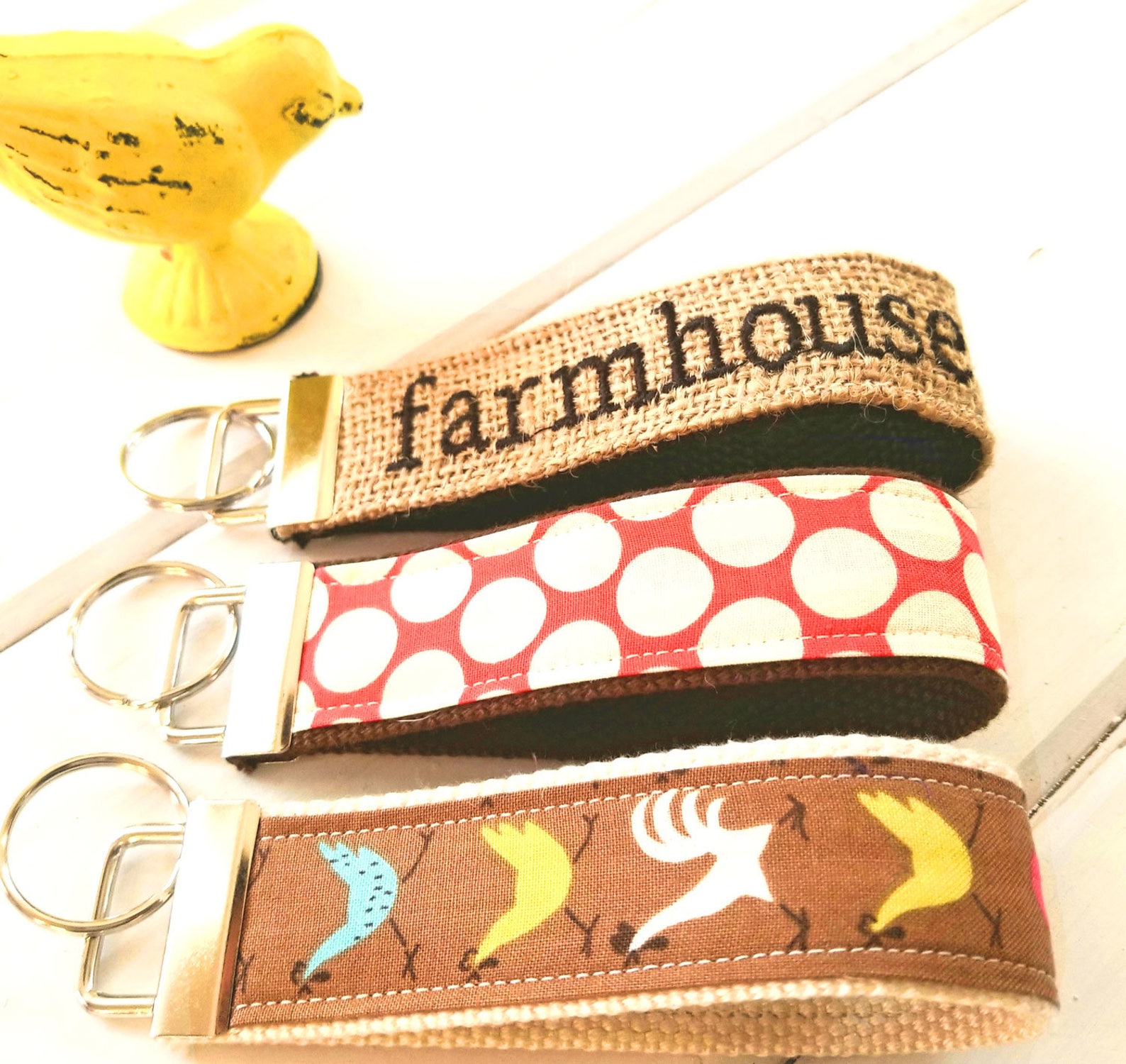 Cabin Keychain, Hostess Keyring for Mountain Cabin, Wood Fabric Key ...