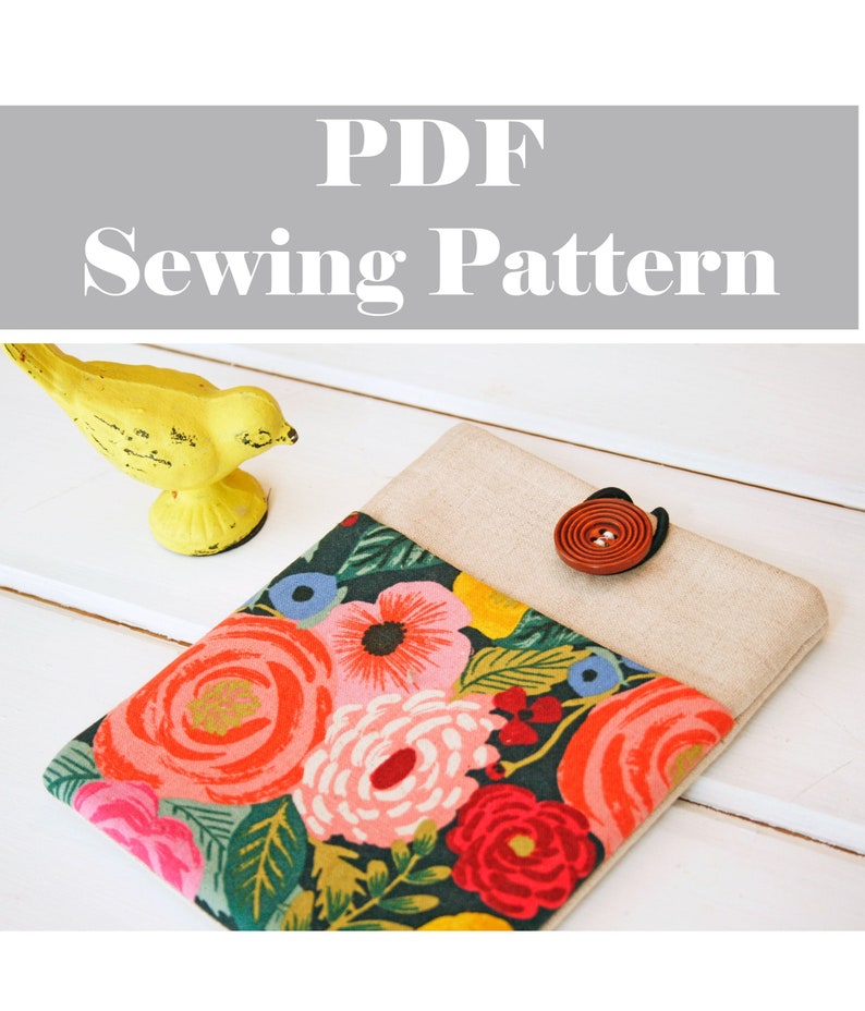 iPad Sleeve with Pocket Pattern , iPad Case Pattern, iPad Cover PDF Sewing Pattern Ebook Sewing Tutorial, INSTANT Download zdjęcie 1