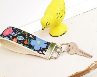 Blue Dayz Key Chain, Wristlet Key Ring, Keychain for women, Teachers gift,  Fabric Wrist key fob