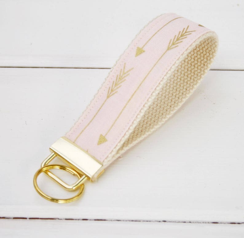 Arrow KeyFob, Peach Gold Key Chain, Wristlet Key Fob, Wristlet Key Ring, Mosaic Keyring, Pink Arrow keychain, Teacher Gift Wrist Key Holder image 5