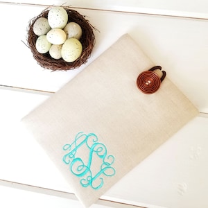 Monogrammed Linen iPad Case Personalized Tablet Case Personalized Ipad Pro Sleeve Ipad mini travel cover monogrammed ipad sleeve Padded